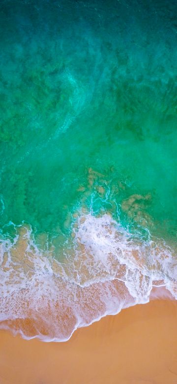 Beach, MacBook Pro, Aerial view, Waves, Ocean, iOS 11, Waterscape, Shore, Digital Art, Apple iMac, 5K