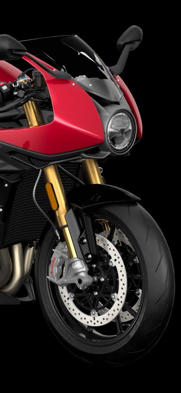 Triumph Speed Triple 1200RS, 2021, Black background, Sports bikes, 5K, 8K