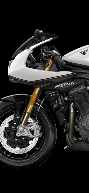 Triumph Speed Triple 1200RS, 8K, 2021, Black background, Sports bikes, 5K