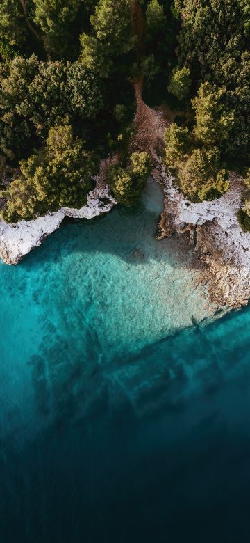 Island, Mi Pad 5 Pro, Aerial view, Drone photo, Seashore, Forest, Trees, Stock