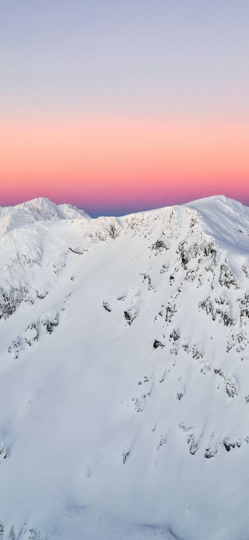 Fagaras Mountains, Romania, Mountain Peak, Snow covered, Winter, Sunset, Landscape, Scenery, 5K