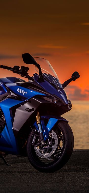 Suzuki GSX-S1000GT, Sports bikes, 2022, Sunrise, Beach, 5K, 8K