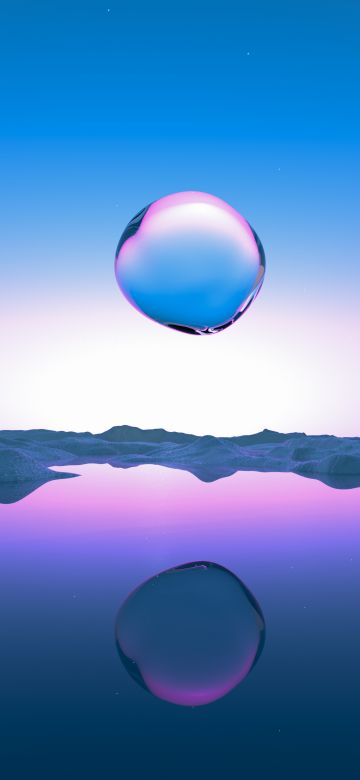 Droplet, Transparent, Landscape, Sunrise, Clear sky, Pink, Blue Sky, Reflection, Body of Water