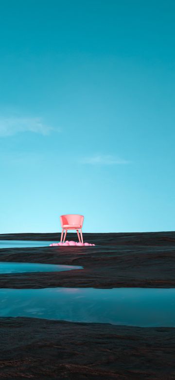 Chair, Dream, Turquoise, Clear sky, Scenic, Surreal, Pink, Minimalist, Simple