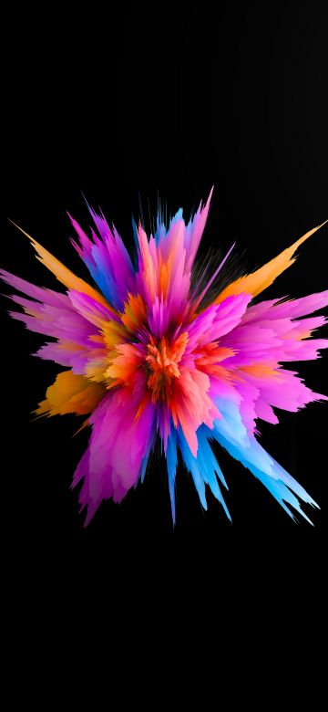 Color burst, Black background, Colorful, Explosion, CGI, Cosmic