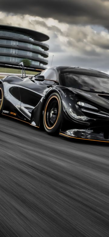 McLaren 720S GT3X, Sports cars, Race track, Black cars, 2021, 5K