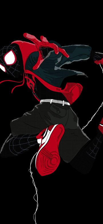 Miles Morales, Spider-Man: Into the Spider-Verse, 5K, 8K, Black background, Spiderman