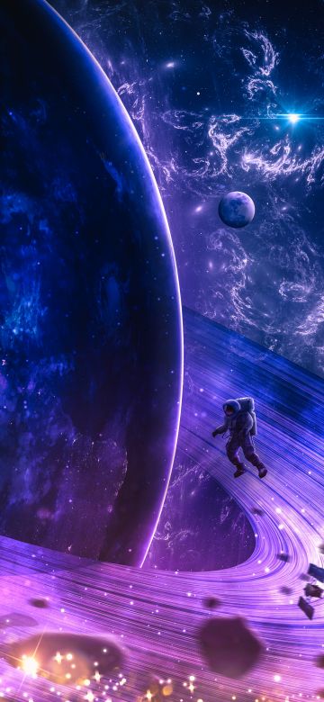 Astronaut, Cosmos, Planet, Rings of Saturn, Orbit, Surreal, Universe