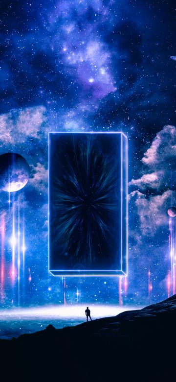 Monolith, Surreal, Planets, Clouds, Stars, Night, Cosmos