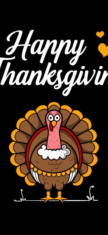 Happy Thanksgiving, Illustration, Thanksgiving Day, Black background, 5K