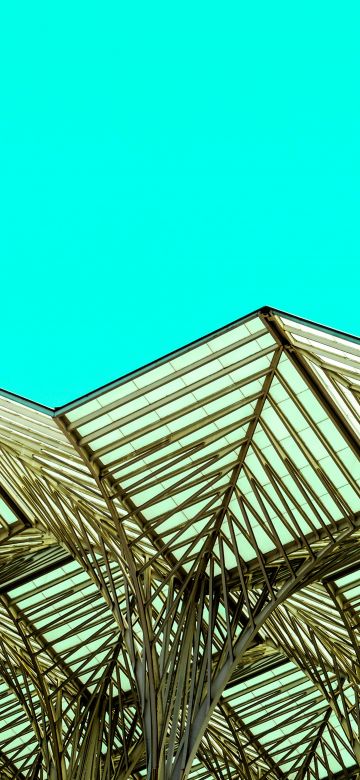 Metal design, Modern architecture, Blue Sky, Pattern, Geometric, Shapes, 5K