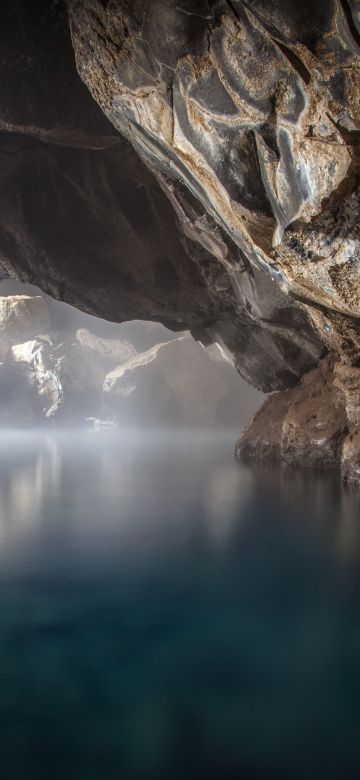 Grjótagjá, Lava Cave, Iceland, Rocks, Hot Spring, Natural Phenomena, Long exposure, Famous Place, Tourist attraction, 5K