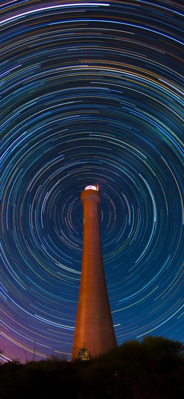 Guilderton Lighthouse, Australia, Star Trails, Night time, Circular, Astronomy, Long exposure, Outer space, 5K