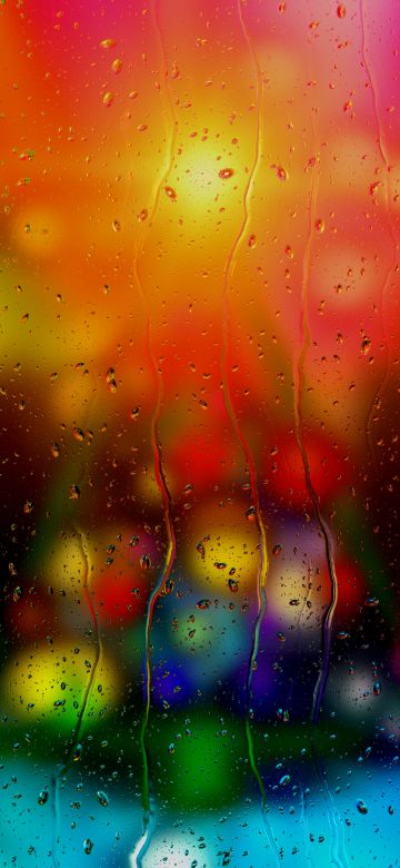 Rain drops, Bokeh Background, Multicolor, Window, Texture, 5K