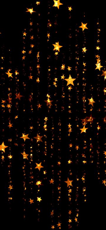 Christmas Stars, Black background, Shining, Christmas decoration, Gold, Christmas Motif, Festival, Pattern, 5K, Navidad, Noel