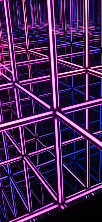 Purple Lines, Light show, Interlink, Connections, Pattern, Geometrical, Illusion, 