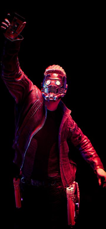 Star-Lord, AMOLED, Guardians of the Galaxy, Marvel Superheroes, Black background, 5K