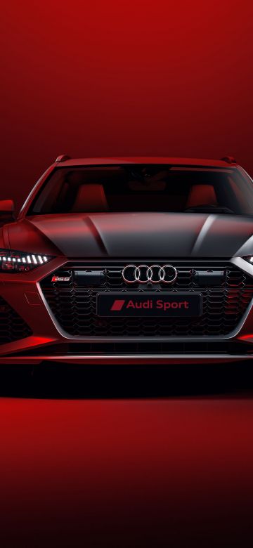 Audi RS6, Luxury sports sedan, Red background, CGI, Dark red