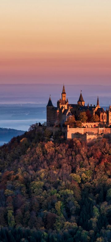 Hohenzollern Castle, Bisingen, Germany, Hill, Valley, Ancient architecture, Vantage Point, Hilltop, 5K