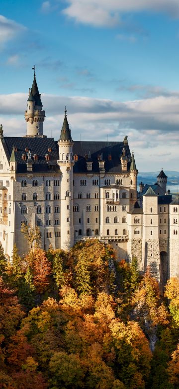 Neuschwanstein Castle, Ancient architecture, Autumn, Schwangau, Germany, 5K, 8K