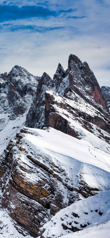 Seceda Mountain, Winter, Peak, Alps mountains, Dolomites, Italy, 5K, 8K