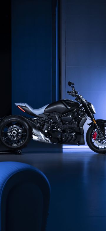 Ducati XDiavel Nera, Sports cruiser, Limited edition, Blue background, 2022, 5K, 8K