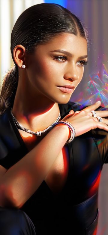 Zendaya, Illustration, American actress, Portrait, Beautiful actress, Digital Art