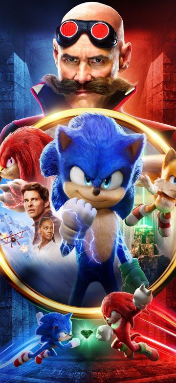 Sonic the Hedgehog 2, Movie poster, 5K, 2022 Movies, Jim Carrey, James Marsden, Idris Elba, Colleen Tika Sumpter, Ben Schwartz, Sonic, Knuckles, Tails