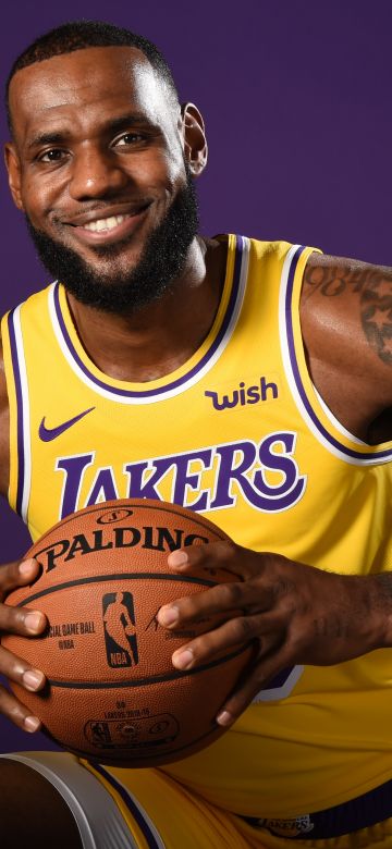 LeBron James, American basketball player, NBA, Los Angeles Lakers, Purple background, 5K