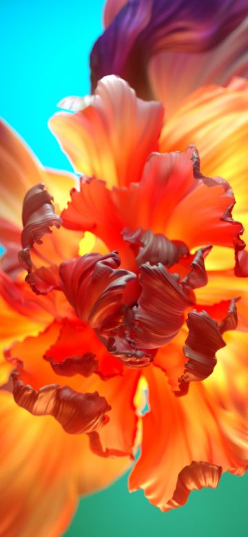 Orange flower, Floral Background, Colorful, 3D background, Digital Art