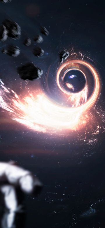 Wormhole, Black hole, Astronaut, Cosmos, Planet, Asteroids