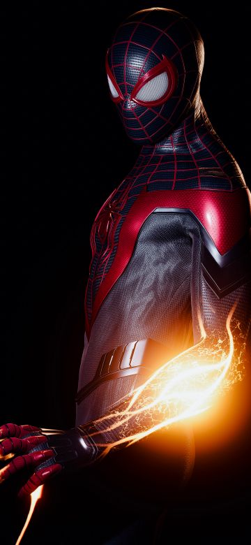 Spider-Man: Miles Morales, PlayStation 4, PlayStation 5, Marvel Comics, Black background, AMOLED, Spiderman