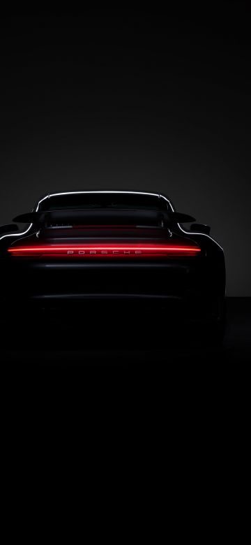 Porsche 911 Turbo S, Black background, AMOLED