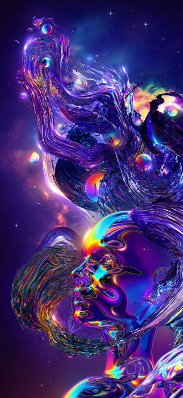 Woman, Dream, Psychedelic, Rainbow, Colorful, Vivid, 3D, Digital Art