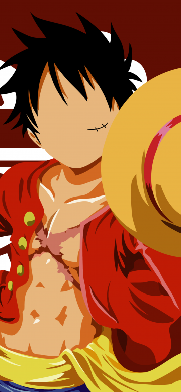 Monkey D. Luffy, 8K, One Piece, Red background, Minimal art, 5K