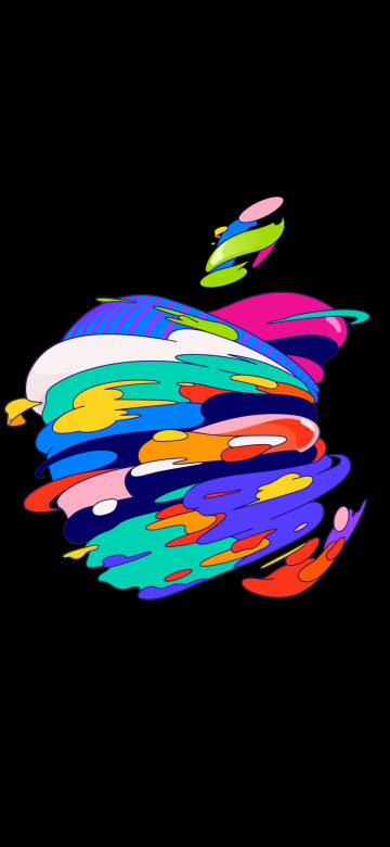 Apple logo, Mac, Black background, Colorful, AMOLED, Simple, Pop Art