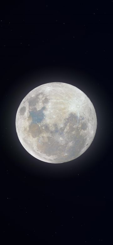 Super Snow Moon, Full moon, Night, Glowing, 8K