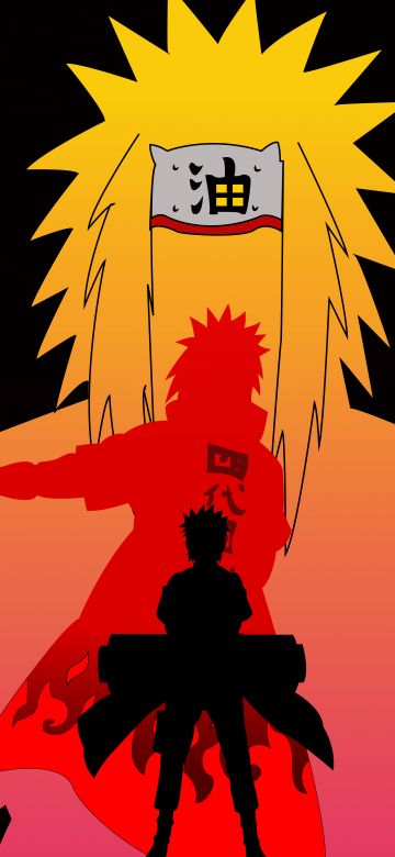 Naruto Uzumaki, Minato Namikaze, Black background, AMOLED, 5K, 8K