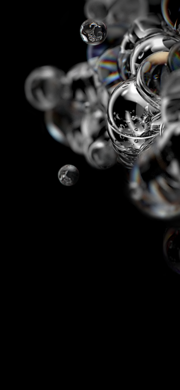 Bubbles, AMOLED, Liquid, Black background, Macro, Samsung Galaxy S20, Stock