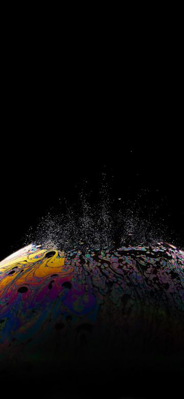 Soap Bubble, Burst, Black background, AMOLED, Colorful, Psychedelic Art