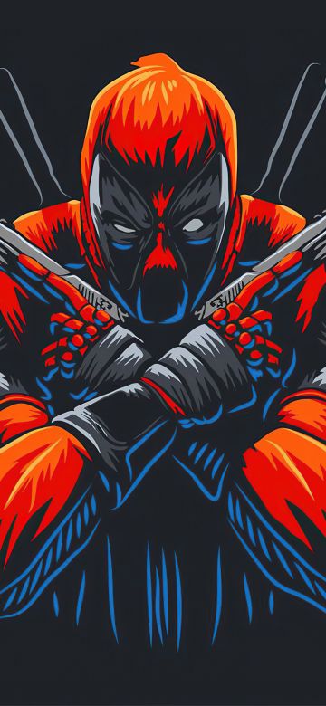 Deadpool, Dark background, Marvel Superheroes, Minimal art, 5K