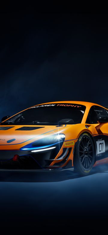 McLaren Artura Trophy, Race cars, Dark background, 2022, 5K, 8K