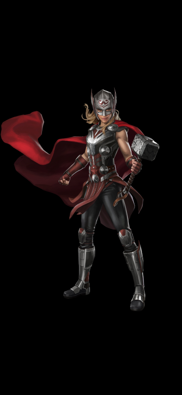 Jane Foster, Mighty Thor, Thor Hammer, Mjolnir, Marvel Superheroes, Black background, 5K