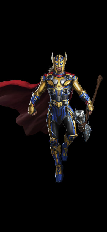 Thor, Stormbreaker, Thor: Love and Thunder, Thor axe, Marvel Superheroes, Black background, 5K