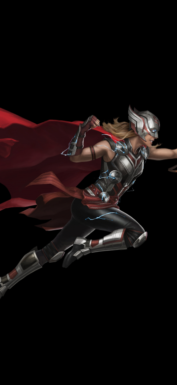 Mighty Thor, Jane Foster, Marvel Superheroes, Black background, 5K, AMOLED