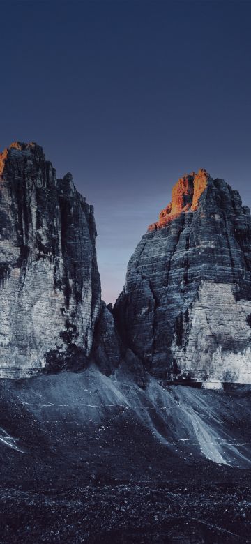 Three peaks of Lavaredo, Dolomite mountains, National Park, Italy, UNESCO World Heritage Site, Sunset, 5K