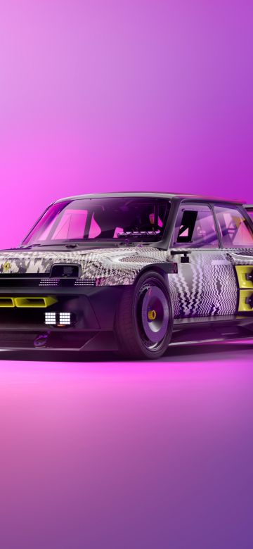 Renault R5 Turbo 3E, Electric cars, Purple background, Concept cars, 5K