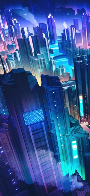 Neon city, Futuristic city, Cyber city, Cyberpunk, Cityscape, 5K, 8K