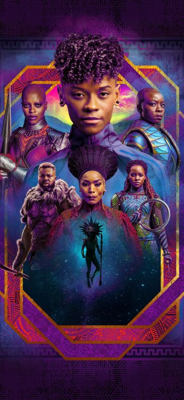 Black Panther: Wakanda Forever, Movie poster, 2022 Movies, Marvel Comics, Angela Bassett, Danai Gurira, Tenoch Huerta, Michaela Coel, Letitia Wright, Winston Duke, Namor, Shuri, Okoye