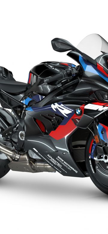 BMW M 1000 RR, White background, Sports bikes, 5K